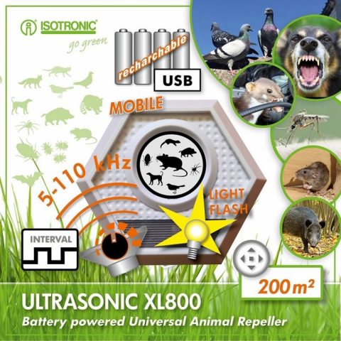 Aparat Anti Rozătoare și Păsări – ISOTRONIC XL800 – Ultrasunete Reglabile, 200 m² [1]