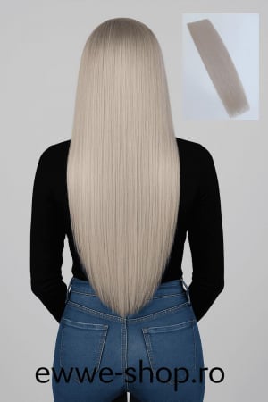 Extensii Keratina - Extensii Cu Keratina Par Natural Remy 60 Cm Alb Deschis Gri