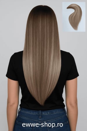 Extensii Keratina - Extensii Cu Keratina Par Natural Remy 60 Cm Ballayage Saten/Blond Gri