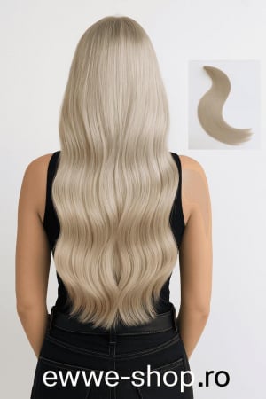 Produse - Extensii Cu Nanoring Par Natural Remy 60 Cm Alb Inchis Gri