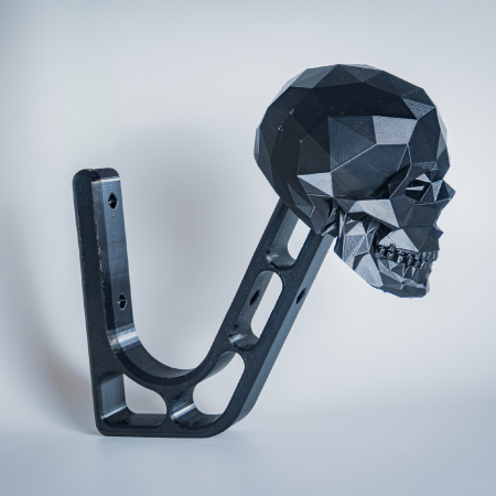 Suport pentru casca de motocicleta, model craniu, 30x10 cm, negru [2]