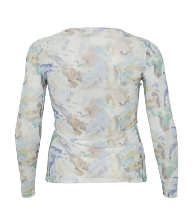 Bluză Damă Kaffe Slim Fit cu Mânecă Lungă și Imprimeu Abstract Pastel [2]