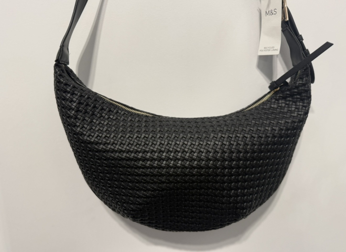 Geantă de Umăr Marks & Spencer Faux Leather Woven, Neagră [2]