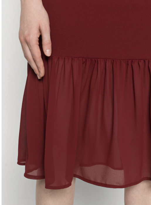 Rochie Midi Elegantă cu Volan din Voal WAL G. Jessie – Culoare Grena [2]