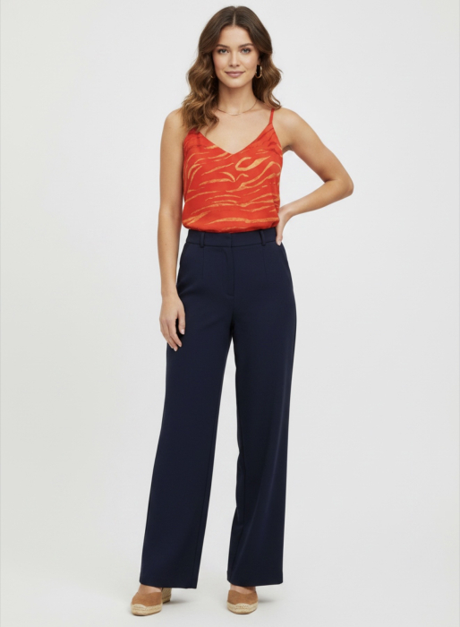 Top Damă ONLY Onlbella Slip – Roșu Aprins cu Imprimeu Animal Print [4]
