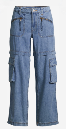 Blugi - Blugi Cargo Damă Aeropostale Low-Rise Denim Parachute, Albastru Mediu