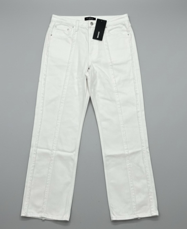 Blugi Dama Albi Weekday – Straight Leg Denim cu Detalii Franjurate [1]