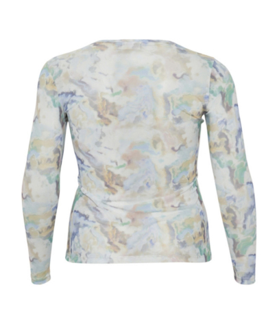 Bluză Damă Kaffe Slim Fit cu Mânecă Lungă și Imprimeu Abstract Pastel [1]