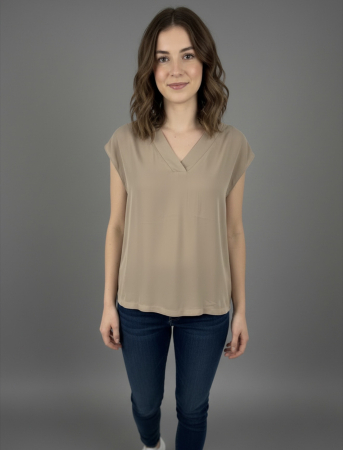 Bluza Dama s.Oliver Eleganta din Tesatura Fluida cu Decolteu in V, Maro Taupe [1]