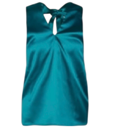 Tricouri &Maieuri - Bluză din Satin Turcoaz cu Guler Halter și Fundă Gina Tricot