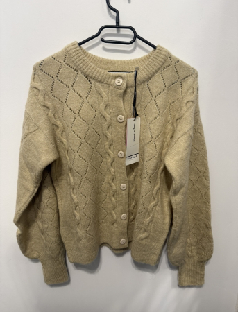 Bluze & Tricouri - Cardigan Tricotat Crem Naf Naf cu Torsade și Nasturi