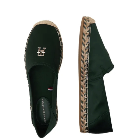 Espadrile Damă Tommy Hilfiger TH Satin Flat – Verde Hunter [2]