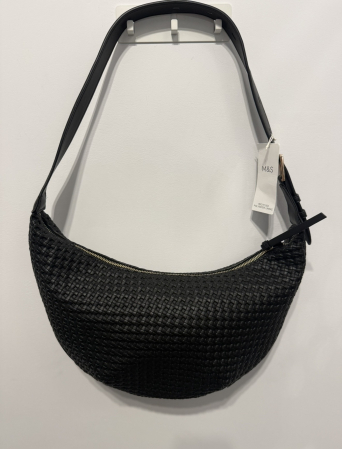 Accesorii - Geantă de Umăr Marks & Spencer Faux Leather Woven, Neagră