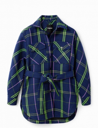 Jachete & Paltoane - Jachetă Tip Cămașă Desigual Paris cu Imprimeu Carouri și Cordon