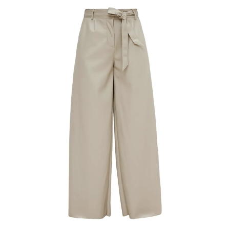Pantaloni - Pantaloni Comma Bej din Piele Ecologică
