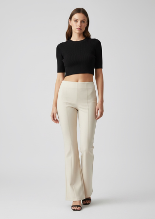Pantaloni - Pantaloni Dama Missy Empire – Elegantă Minimalistă în Nuanță Crem