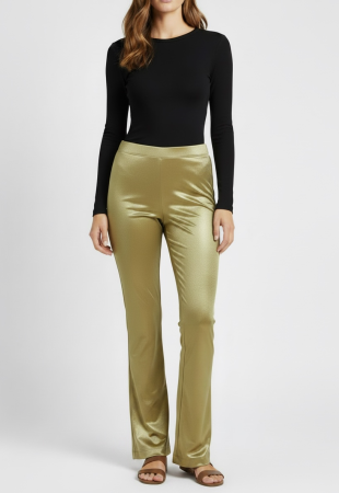 Pantaloni - Pantaloni Dama Monki din Catifea Lejeră – Beige Velvet