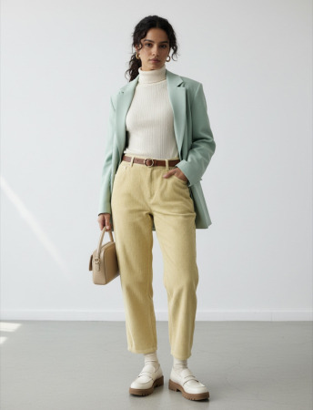 Pantaloni - Pantaloni Galbeni din Reiat cu Croială Dreaptă Monki