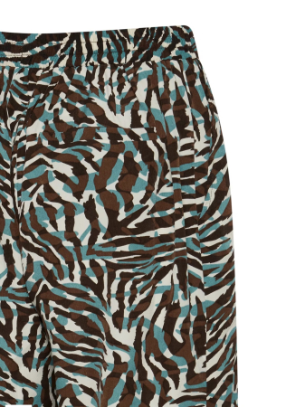 Pantaloni Largi ICHI din Vâscoză cu Imprimeu Zebra Maro și Bleu [1]
