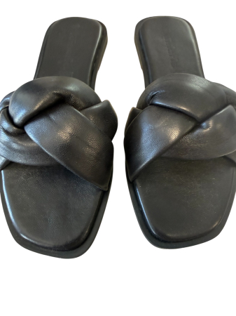Papuci Dama Tamaris din Piele Naturala cu Barete Impletite Rasucite, Negru [0]