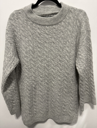 Bluze & Tricouri - Pulover Damă VERO MODA: Gri Deschis, Croială Lungă și Textură Torsadată