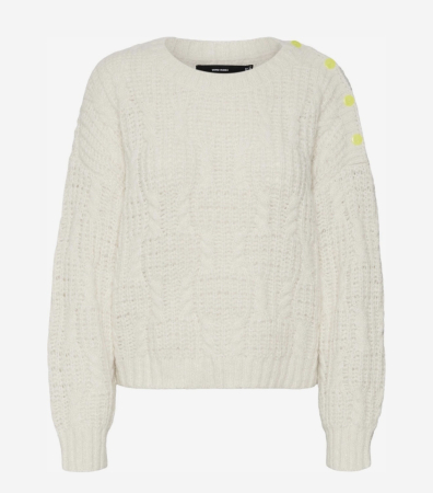 Pulovere & Cardigane - Pulover tricotat cu nasturi neon VERO MODA