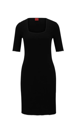 Rochie Hugo Boss Mini Neagră – Knit Bodycon cu Decolteu Pătrat [2]