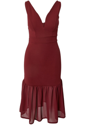 Rochie Midi Elegantă cu Volan din Voal WAL G. Jessie – Culoare Grena [0]