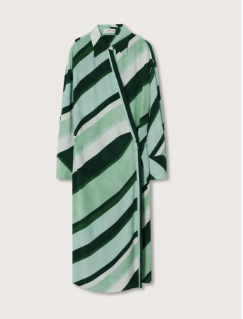 Rochii - Rochie Midi Petrecută Mango cu Imprimeu în Dungi, Verde
