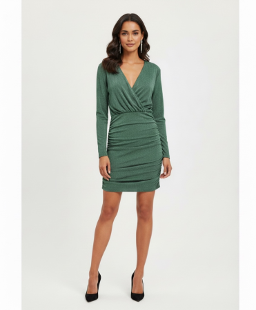 Rochie Mini Elegantă ONLY Glitter Verde – Siluetă Mulată și Croială Petrecută [2]