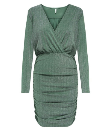 Rochii - Rochie Mini Elegantă ONLY Glitter Verde – Siluetă Mulată și Croială Petrecută