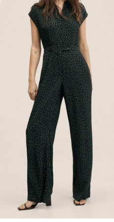 Salopete - Salopetă Lungă Mango Eleganta cu Imprimeu Buline și Pantaloni Largi