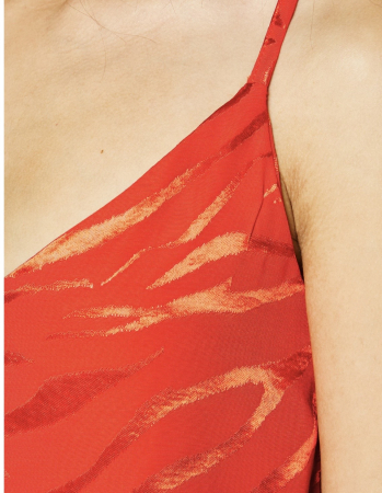 Top Damă ONLY Onlbella Slip – Roșu Aprins cu Imprimeu Animal Print [1]