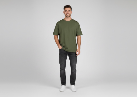Tricou Unisex Oversized Edwin Basic – Confort Minimalist și Stil Japonez Kaki [1]