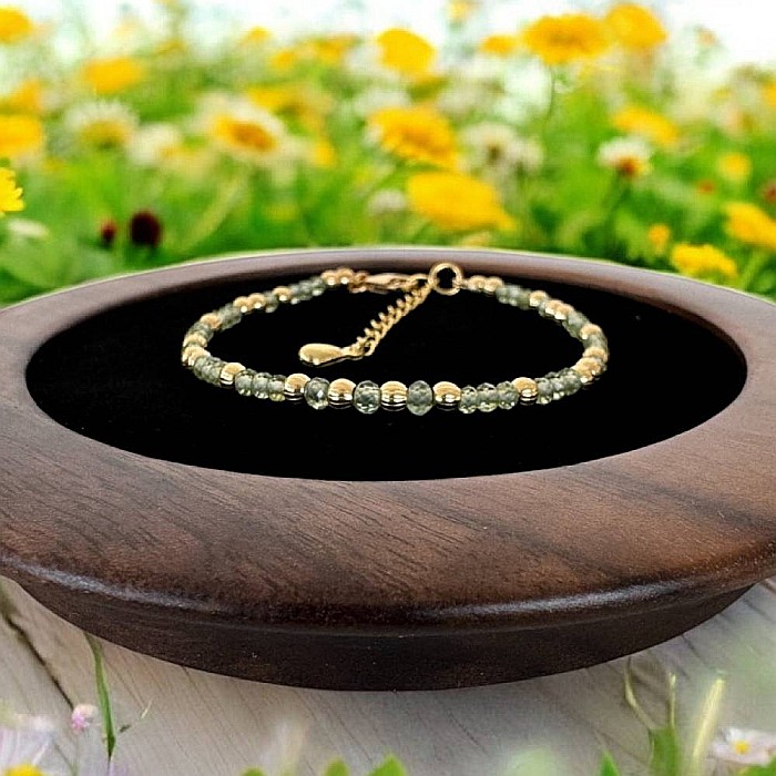 Bratara eleganta dama Selina din peridot si argint placat cu aur 925 [2]