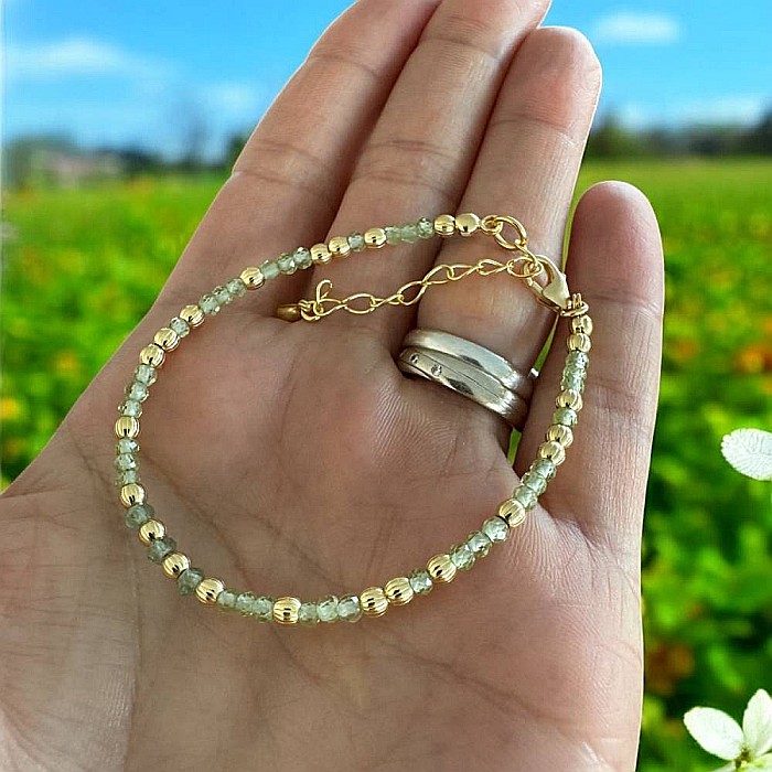 Bratara eleganta dama Selina din peridot si argint placat cu aur 925 [3]