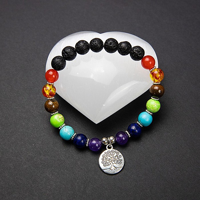 Bratara 7 Chakre aromaterapie ”THALIA” cu Pietre Vulcanice (din Lava) si Accesoriu Copacul Vietii [1]