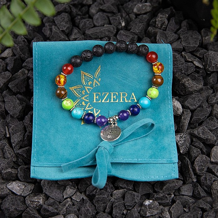 Bratara 7 Chakre aromaterapie ”THALIA” cu Pietre Vulcanice (din Lava) si Accesoriu Copacul Vietii [6]