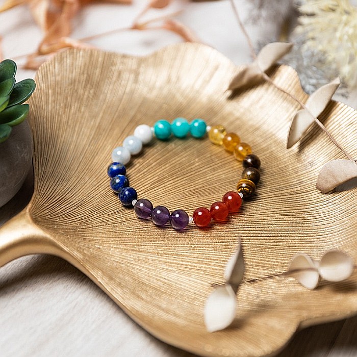 Bratara 7 Chakre Nina din cristale de Ametist, Lapis Lazuli, Angelit, Amazonit, Citrin, Ochi de Tigru si Jad Rosu [8]