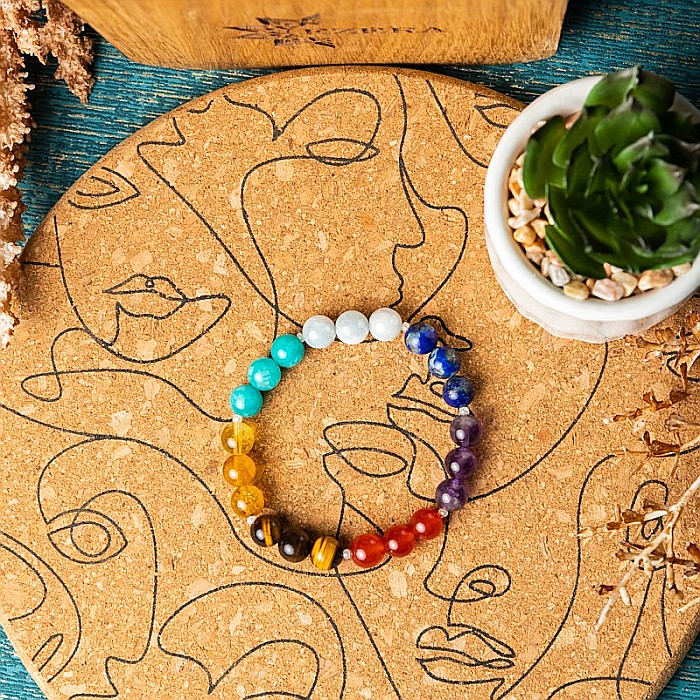 Bratara 7 Chakre Nina din cristale de Ametist, Lapis Lazuli, Angelit, Amazonit, Citrin, Ochi de Tigru si Jad Rosu [10]