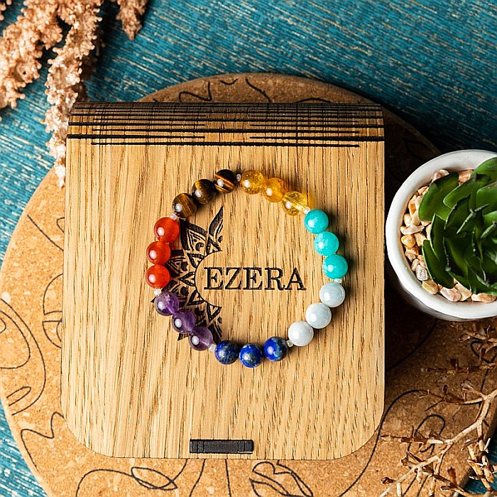 Bratara 7 Chakre Nina din cristale de Ametist, Lapis Lazuli, Angelit, Amazonit, Citrin, Ochi de Tigru si Jad Rosu [1]