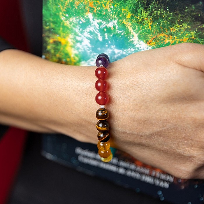 Bratara 7 Chakre Nina din cristale de Ametist, Lapis Lazuli, Angelit, Amazonit, Citrin, Ochi de Tigru si Jad Rosu [7]