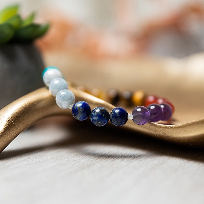 Bratara 7 Chakre Nina din cristale de Ametist, Lapis Lazuli, Angelit, Amazonit, Citrin, Ochi de Tigru si Jad Rosu [2]