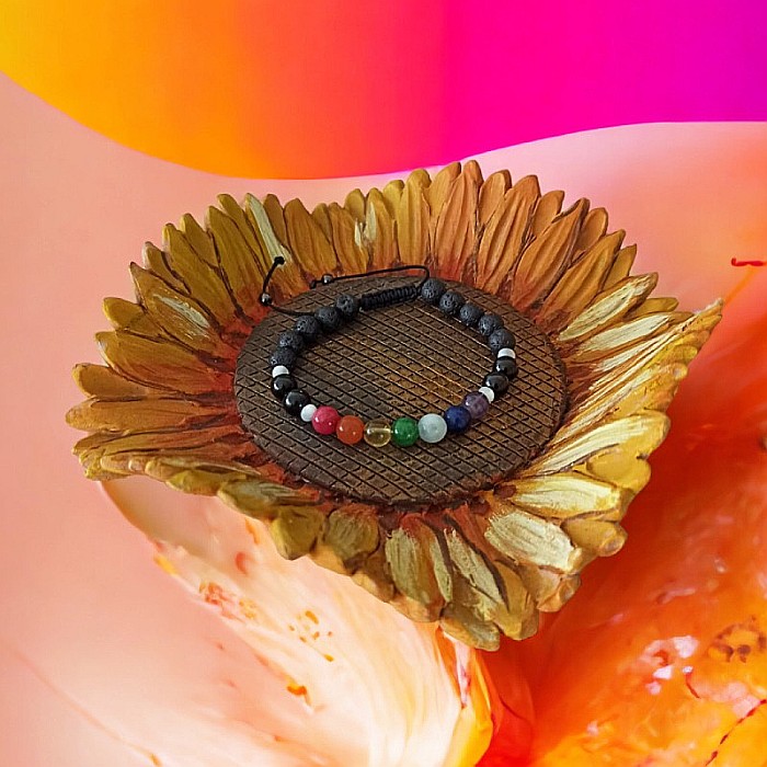 Bratara 7 Chakre Sandina cu snur din cristale naturale 6mm [8]