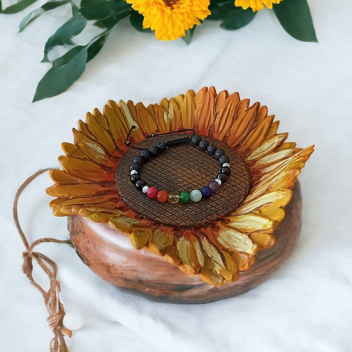 Bratara 7 Chakre Sandina cu snur din cristale naturale 6mm [6]