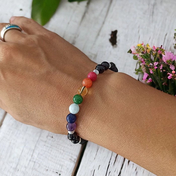 Bratara 7 Chakre Sandina cu snur din cristale naturale 6mm [1]