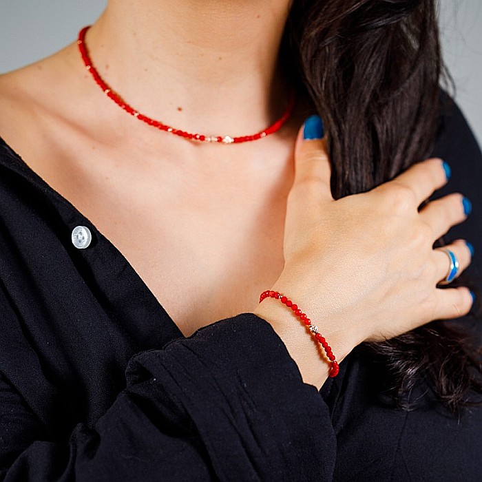 Bratara Antara din Coral Rosu cu accesorii din argint 925 rose gold [9]