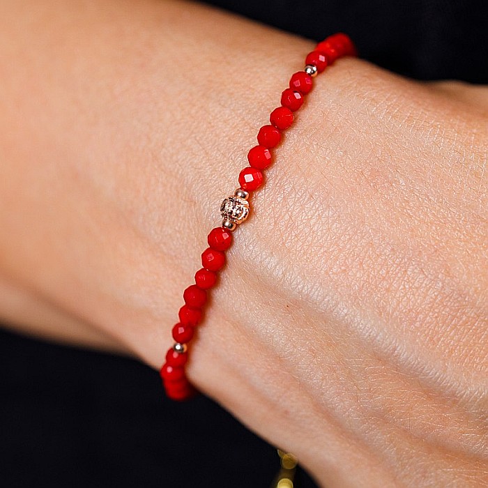 Bratara Antara din Coral Rosu cu accesorii din argint 925 rose gold [6]