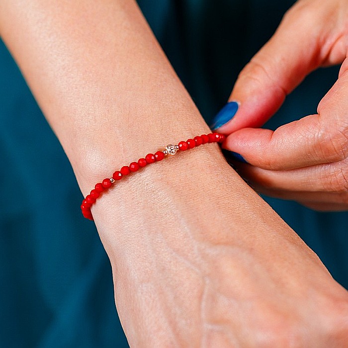 Bratara Antara din Coral Rosu cu accesorii din argint 925 rose gold [12]