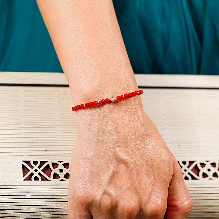 Bratara Antara din Coral Rosu cu accesorii din argint 925 rose gold [8]